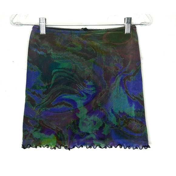Urban Outfitters Purple & Green 60s Swirl Print Stretch Mini Skirt - Picture 3 of 12